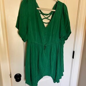 Torrid Vibrant Green Blouse with Crisscross Detail